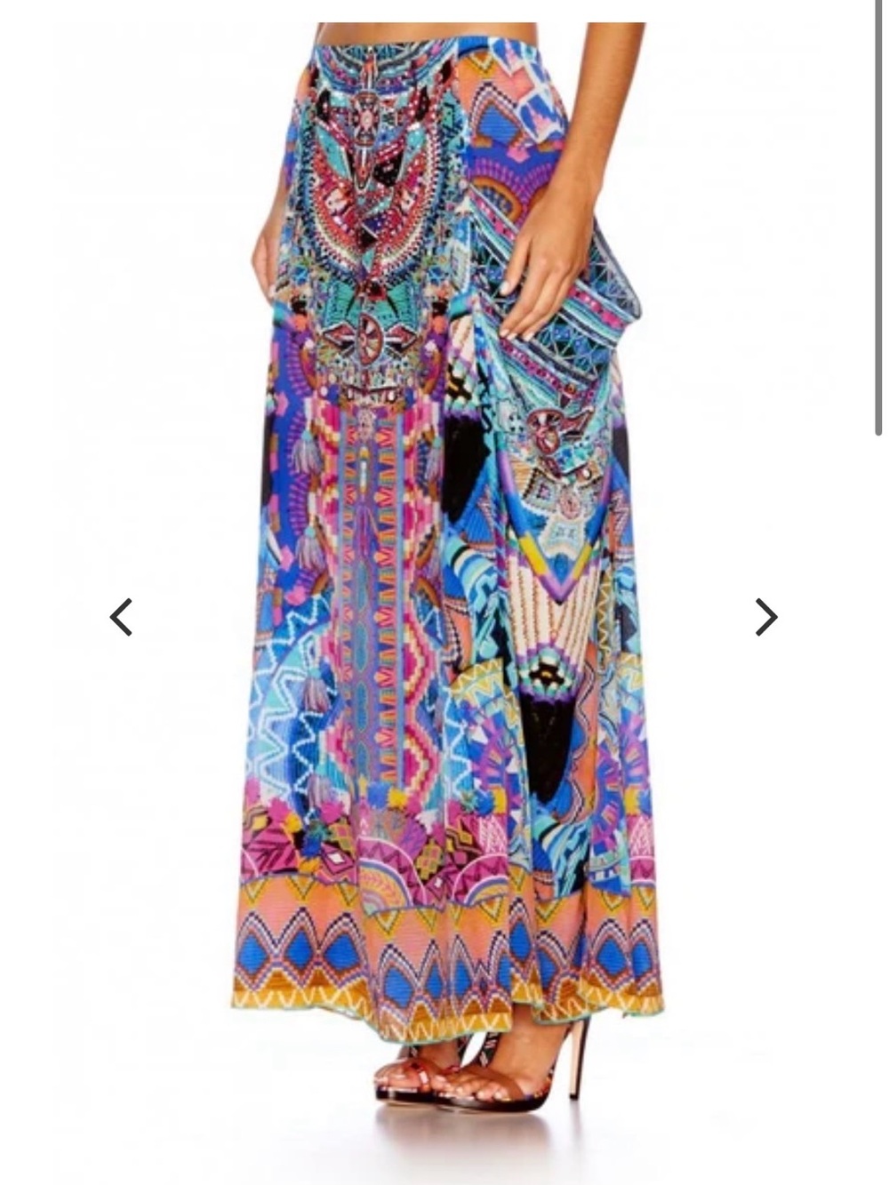 Camilla Multicolor Boho Maxi Skirt - Blue, Purple & Coral Accents one size, NWT